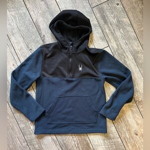 Black and Blue Hooded Sweatshirt with Spider Logo